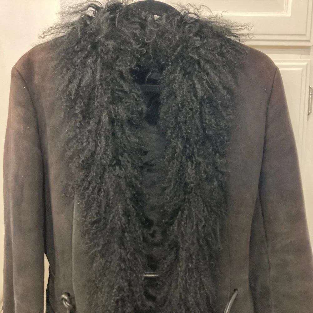 Gucci Tom Ford Era F/W 1999 Black Suede and Shearling Coat 90s Y2K Vintage - Picture 13 of 16